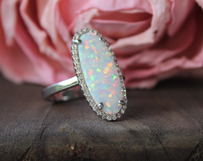 Opal Sterling Silver Ring -size 5