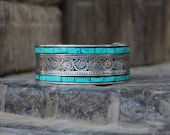 Turquoise Bracelet , Birthstone Bracelet , Blue Stone Bracelet , Boho Bracelet , Gypsy Bracelet , Cowboy Bracelet , Southwestern Bracelet