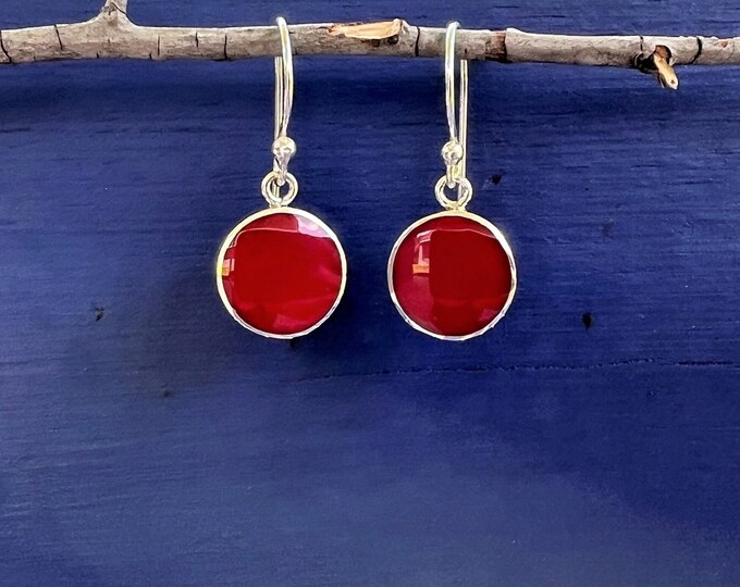 Red Coral Sterling Silver Earrings,  Coral Stone Earrings, Red Earrings, Cowgirl Earrings, Bohemian Earrings, Hippie Earrings, Gift for her