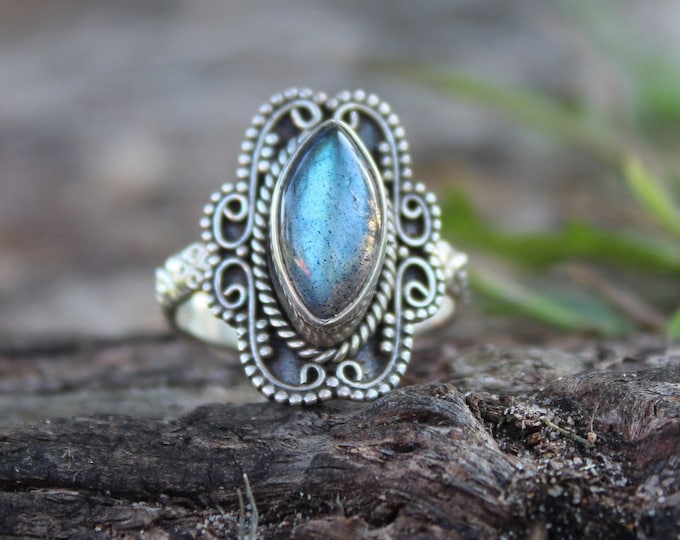 Labradorite Sterling Silver Ring Size 6