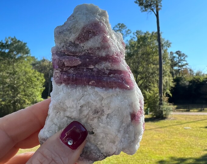 Pink Tourmaline In Quartz Matrix Chunk ~ Help on anxiety stone ~ Raw Pink Tourmaline ~ High Grade Rich Pink Tourmaline ~ Raw Crystal Stone