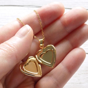 TINY Locket Necklace, Photo Heart Pendant, Pastel Flower Heart Locket, Gold Heart Photo Locket, Locket With Photo Inside, Pastel Jewellery image 3