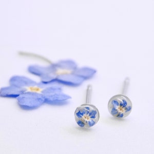 Tiny Hypoallergenic Earrings, Forget Me Not Dot Earrings, Micro Stud Earrings, Forget Me Not Studs, Blue Flower Stud Earrings image 3