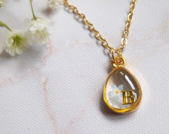 Customizable Forget Me Not Necklace with Letter