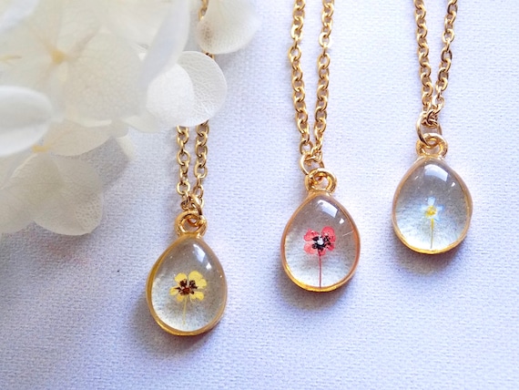 Tiny Flower Necklace Mini Poppy Pendant 