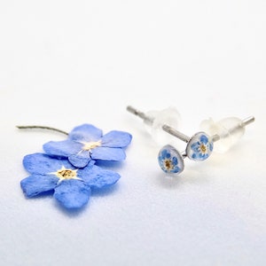 Tiny Hypoallergenic Earrings, Forget Me Not Dot Earrings, Micro Stud Earrings, Forget Me Not Studs, Blue Flower Stud Earrings image 1