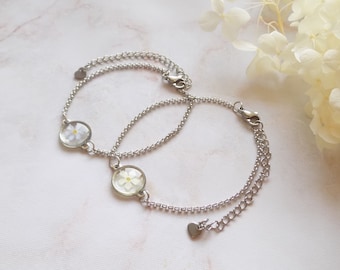 Real Forget-me-not Bracelet, Minimalist Botanical Bracelet, Real Plant Bracelet, Silver Forget Me Not Bracelet, Christmas Gift For Her