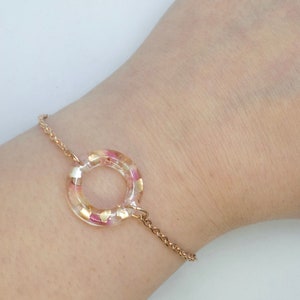 Bracelet fleurs véritables, bracelet avec pétales et flocons dorés, bracelet fleurs, bracelet en résine cercle, bracelet géométrique, bracelet en or rose image 8