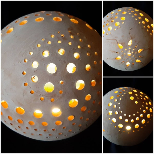 Grande boule lumineuse de 24 cm de hauteur Boule lumineuse en céramique résistante à l'hiver