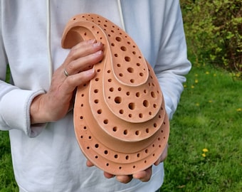 XXL bee stone approx. 27 cm x 16 x 11 cm, wild bee hotel, nesting aid made of fired natural clay, ceramic