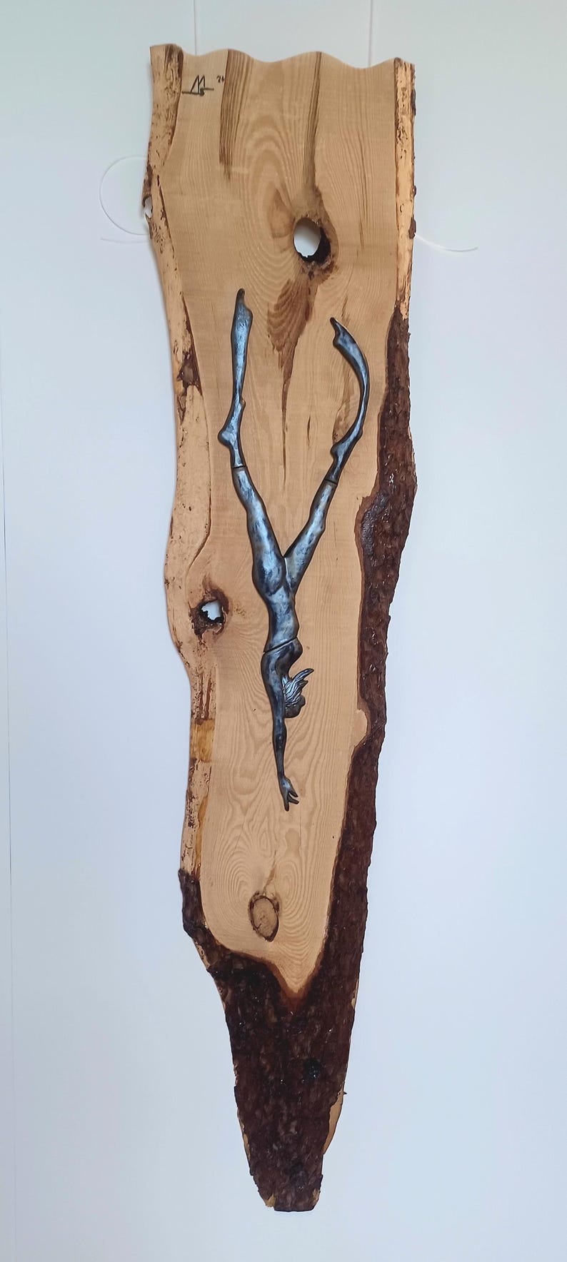 Wall Art the Diver Large 140 Cm Wall Relief Wood and Ceramic Etsy