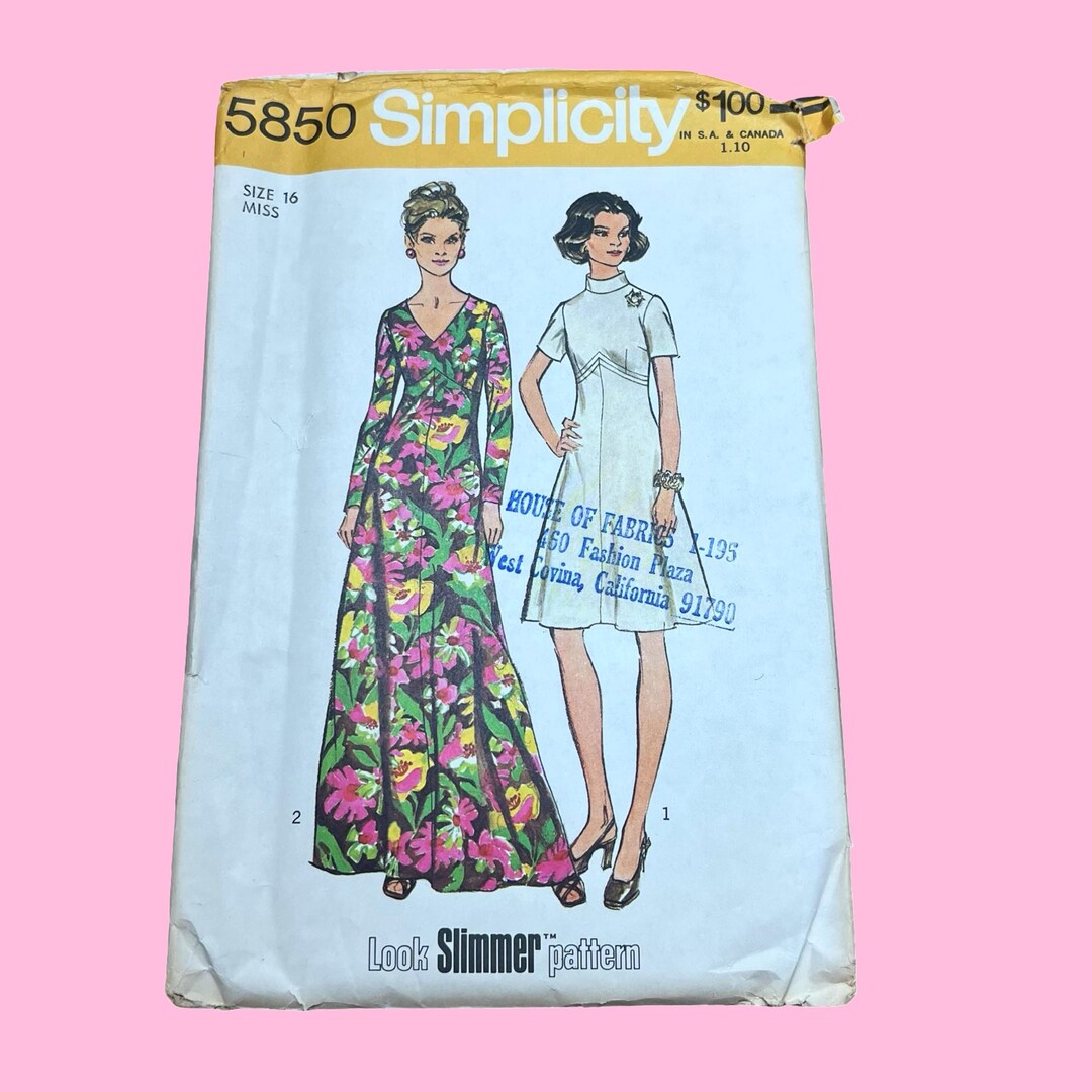 Vintage 1970s Simplicity Turtle Neck V Neck Long Short Sleeve Empire ...