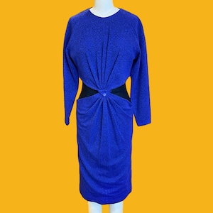 cobalt blue knee length dress Havana Cobalt Blue Floral Short Sleeve Chiffon Plisse Pleated Knee Length  Dress