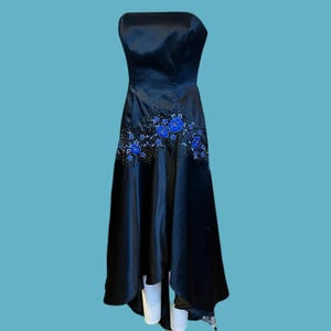 90s navy blue prom dress Vintage 90s Navy Empire Waist Prom Dress: Y2K Bridesmaid Gown