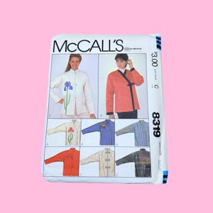 Vintage 1980s McCall's 8319 Sewing Pattern Misses Quilted Jacket Size Small, Retro Mandarin Collar Wrap Coat Frog Closure Kimono Style