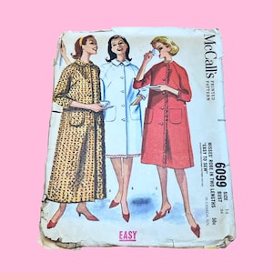 May include: Vintage McCall's sewing pattern 6099 for misses' robes in two lengths. The illustration shows three women wearing different robe styles. The pattern is marked "Easy to Sew" and includes size and price information.