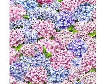 Coastal Paradise Blue Hydrangeas Q1504-11 Cotton Quilt Fabric BTHY