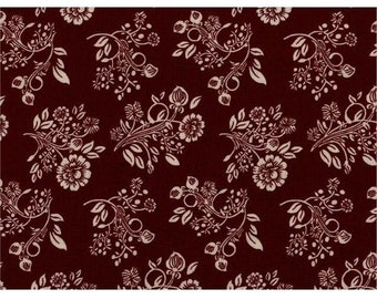 CreamBurgundy Remember When Floral Fabric