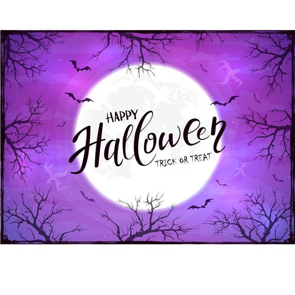 Happy Halloween Tree Branches Fabric Panel