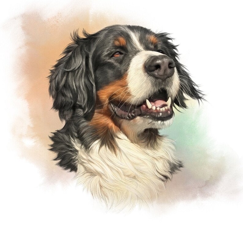 Bernese Mountain Dog Portrait Fabric Panel Multi - Etsy