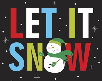 Let It Snow Snowman Fabric Panel