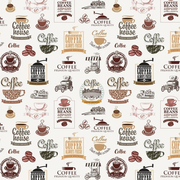 Coffee Theme Fabric - Multi