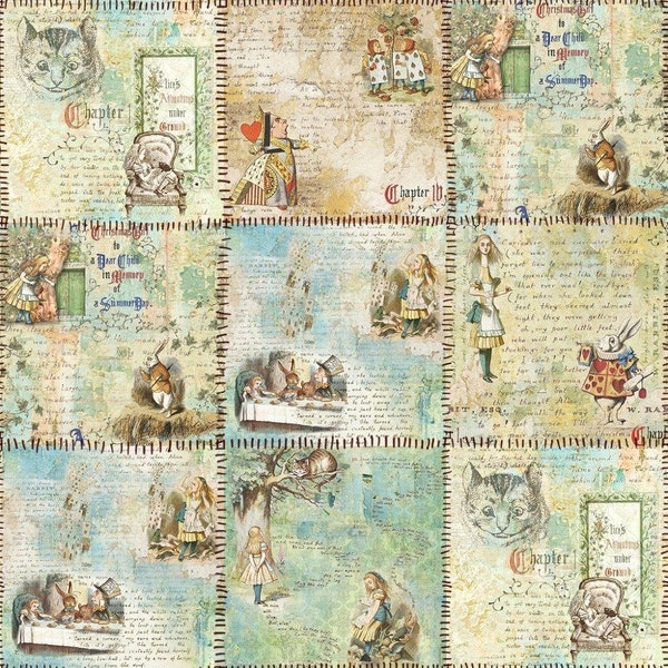 Alice in Wonderland Patchwork Fabric