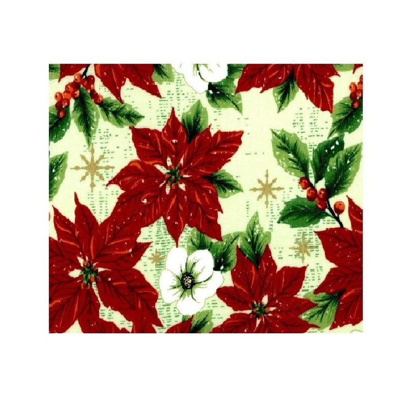 Merry Chistmas Metallic Fabric Packed Poinsettias