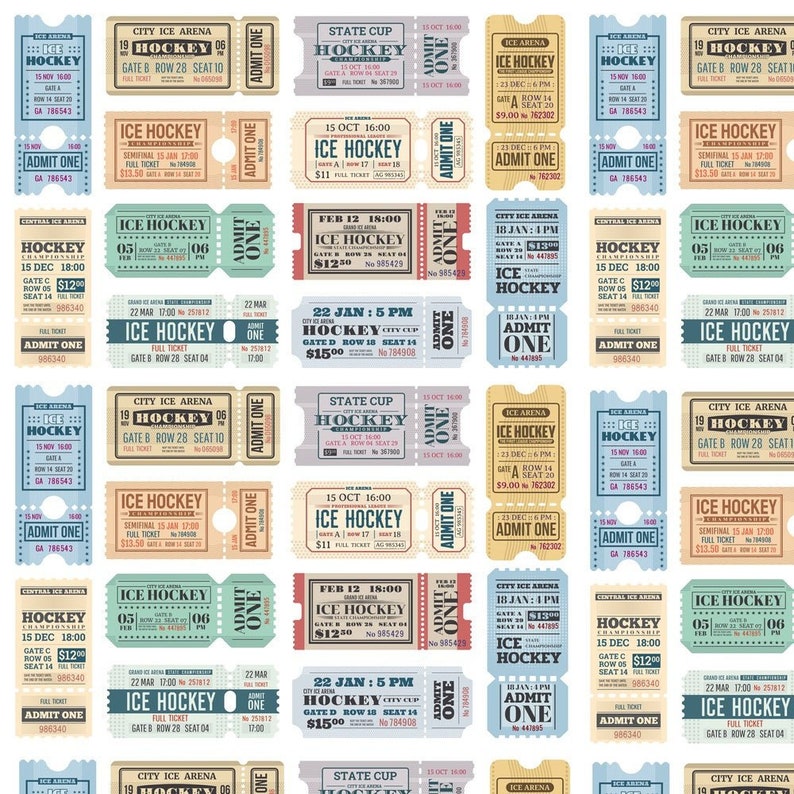 Retro Hockey Tickets Fabric Bild 1