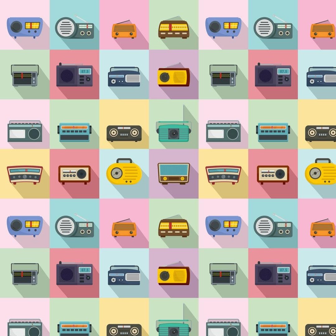 Retro Radios Fabric Multi - Etsy