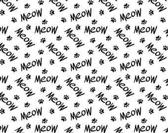 Meow & Paws Fabric - Black