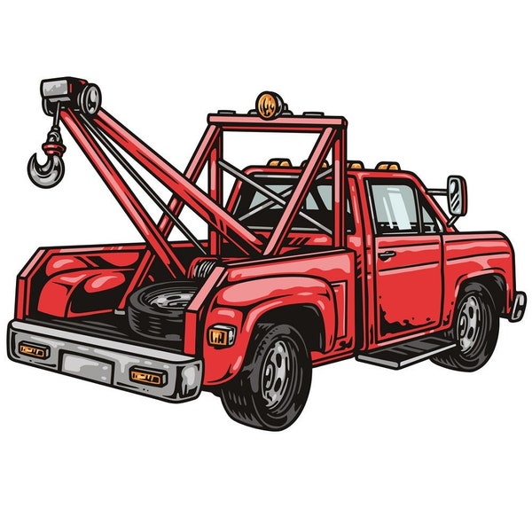 Red Tow Truck Fabric Panel