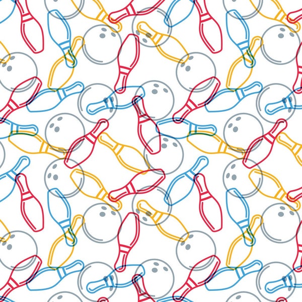 Packed Outlined Bowling Elements Fabric