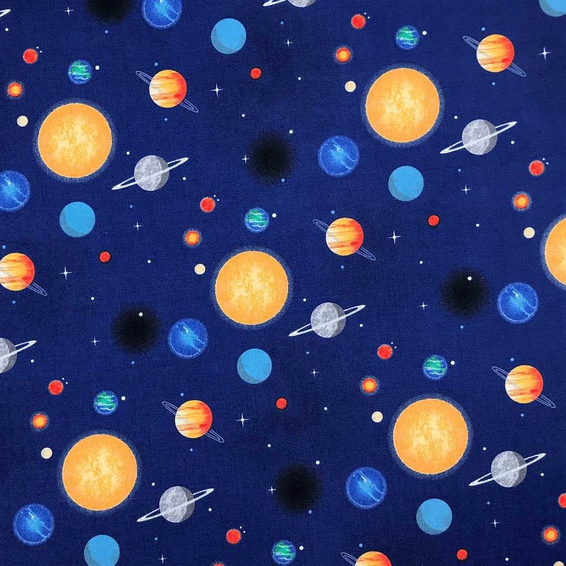 Out of This World NASA Planets Fabric Blue - Etsy