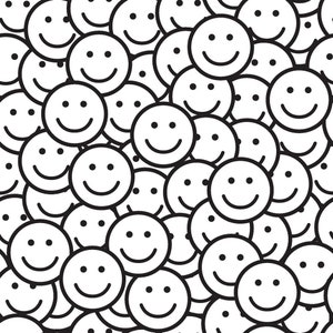 Smiley Face Fabric - Black/White