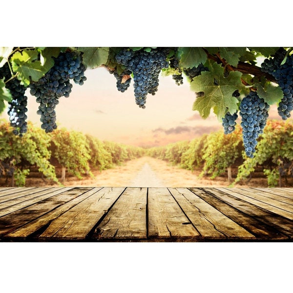 Realistic Grape Vineyard Fabric Panel