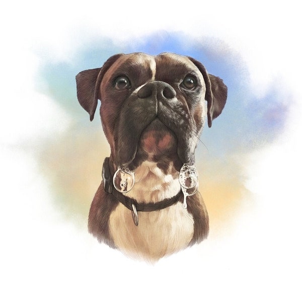 Boxer Portrait Fabric Panel - Multi