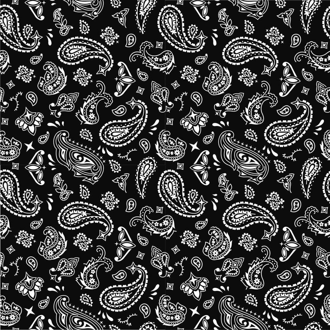 Bandana Fabric Black Etsy