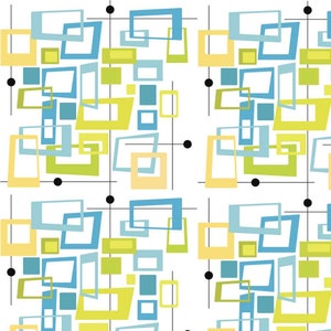 Retro Squares Fabric Variation 2 - Blue