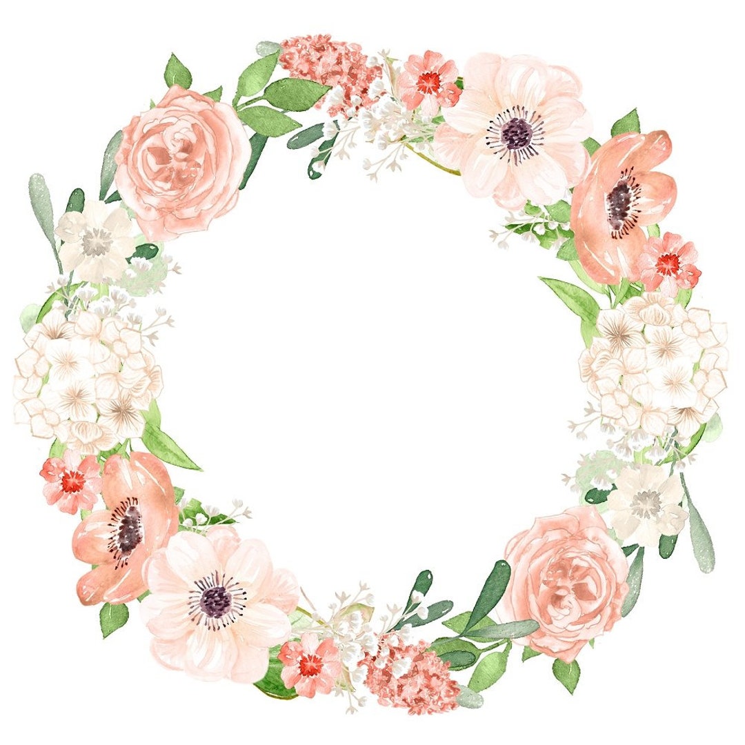 Peach Romance Packed Flower Wreath Fabric Panel - Etsy
