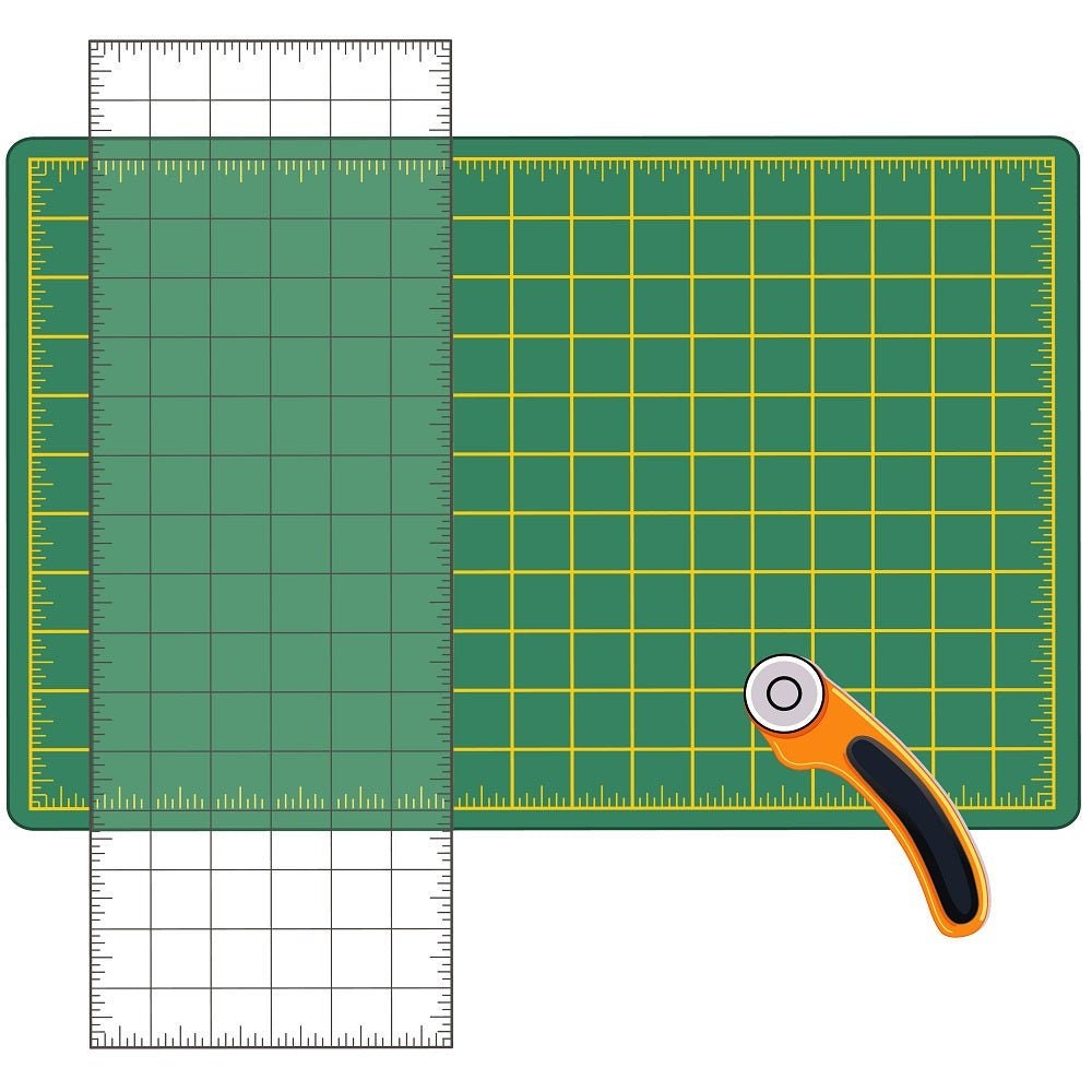 Green Fabric Cutting Mat With Ruler Fabric Panel Etsy
