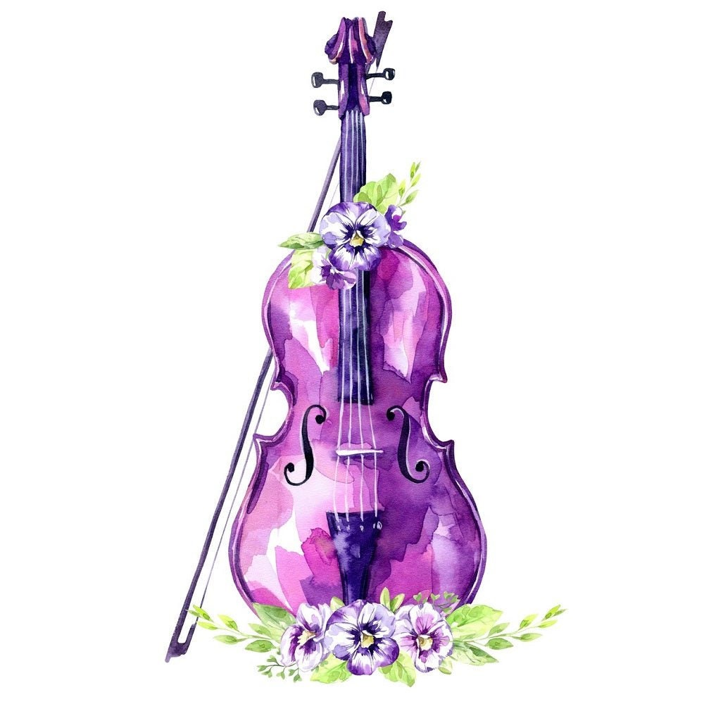 Bliv sur Øjeblik Ekstrem Watercolor Vintage Purple Violin Fabric Panel - Etsy