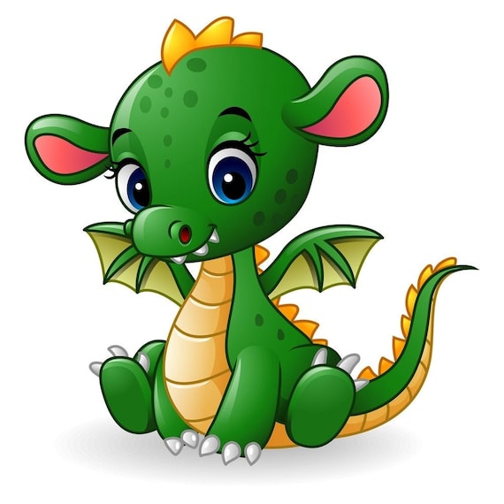 Cartoon Baby Dragon Fabric Panel Green - Etsy Cartoon Baby Dragon Fabric Panel Green - Etsy