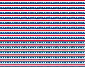 Horizontal Patriotic Stars & Stripes Fabric - Multi