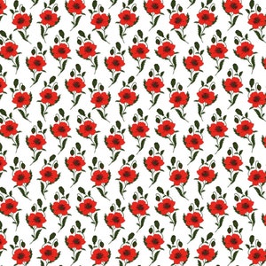 Red Poppy Flowers Fabric