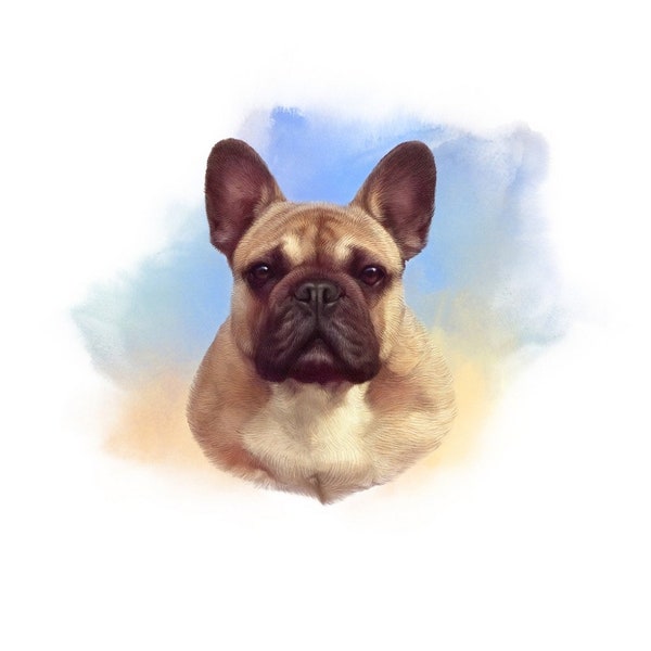 Tan French Bulldog Portrait Fabric Panel