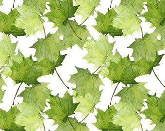 Assorted Maple Leaf Fabric - Green/White