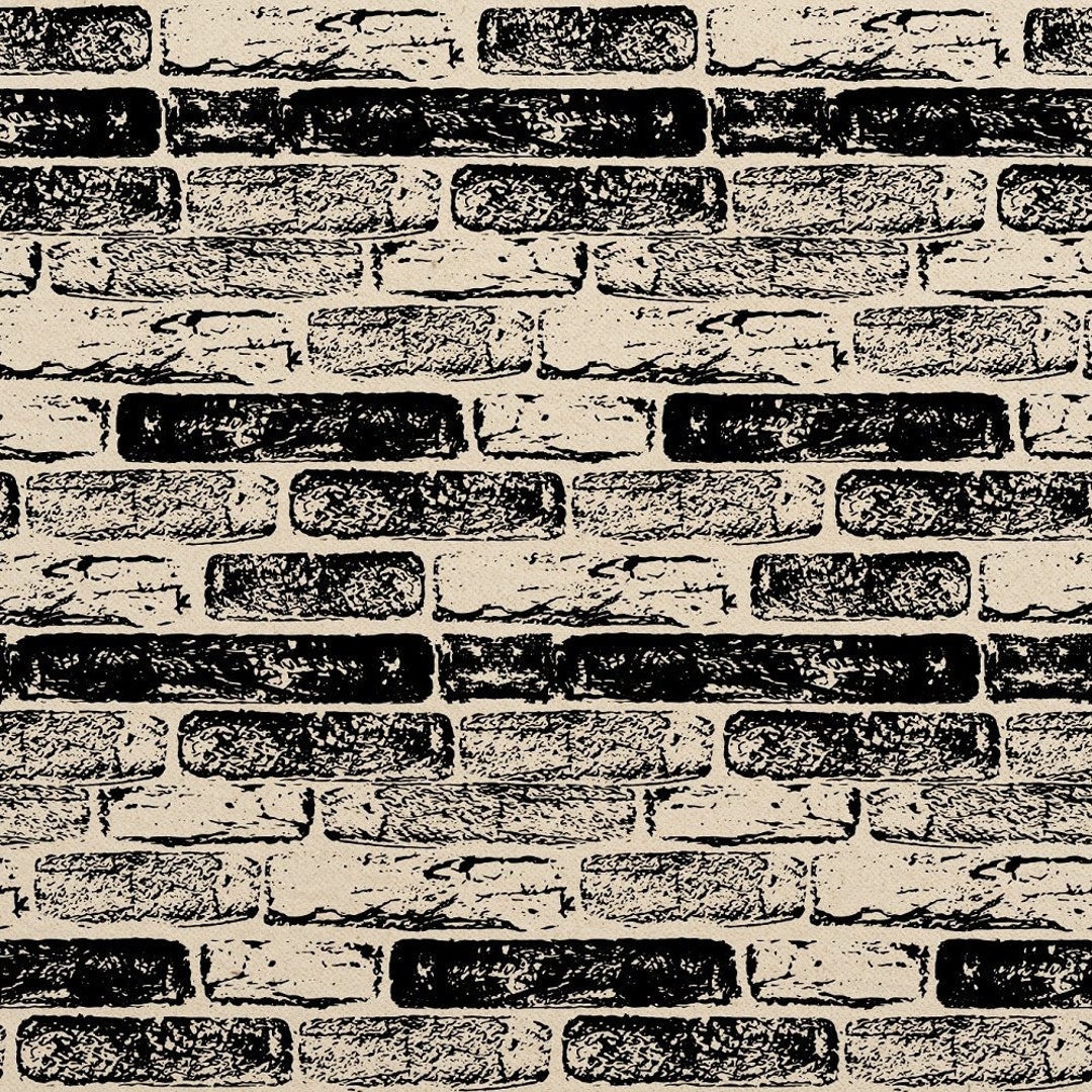 Hand Drawn Brick Wall Fabric Natural 100 Cotton Canvas Fabric Etsy