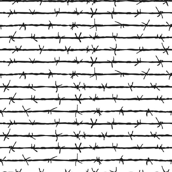 Barbed Wire Fabric Black Etsy