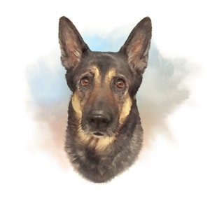 K-9 German Shepherd Portrait Fabric Panel - Multi